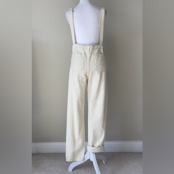 Jeans Women’s Cream Denim Overalls with Side & Back Pockets & Metal Buttons EUC - Picture 5 of 6
